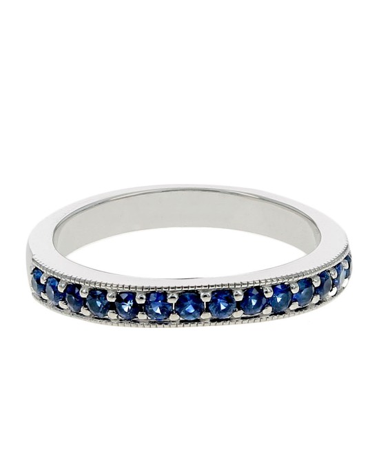 Blue Sapphire Milgrain Guard Ring